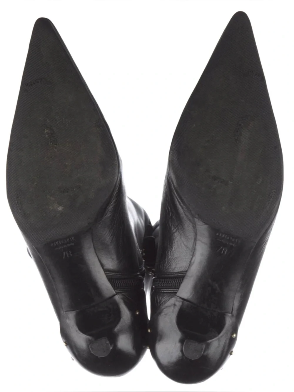GUCCI TOM FORD FW 2003 Runway Black Leather Studded Kitten Heel OTK Boots 37